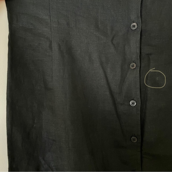 Ann Taylor Loft black linen maxi sleeveless button front ruffle hem dress 10 - Picture 6 of 9